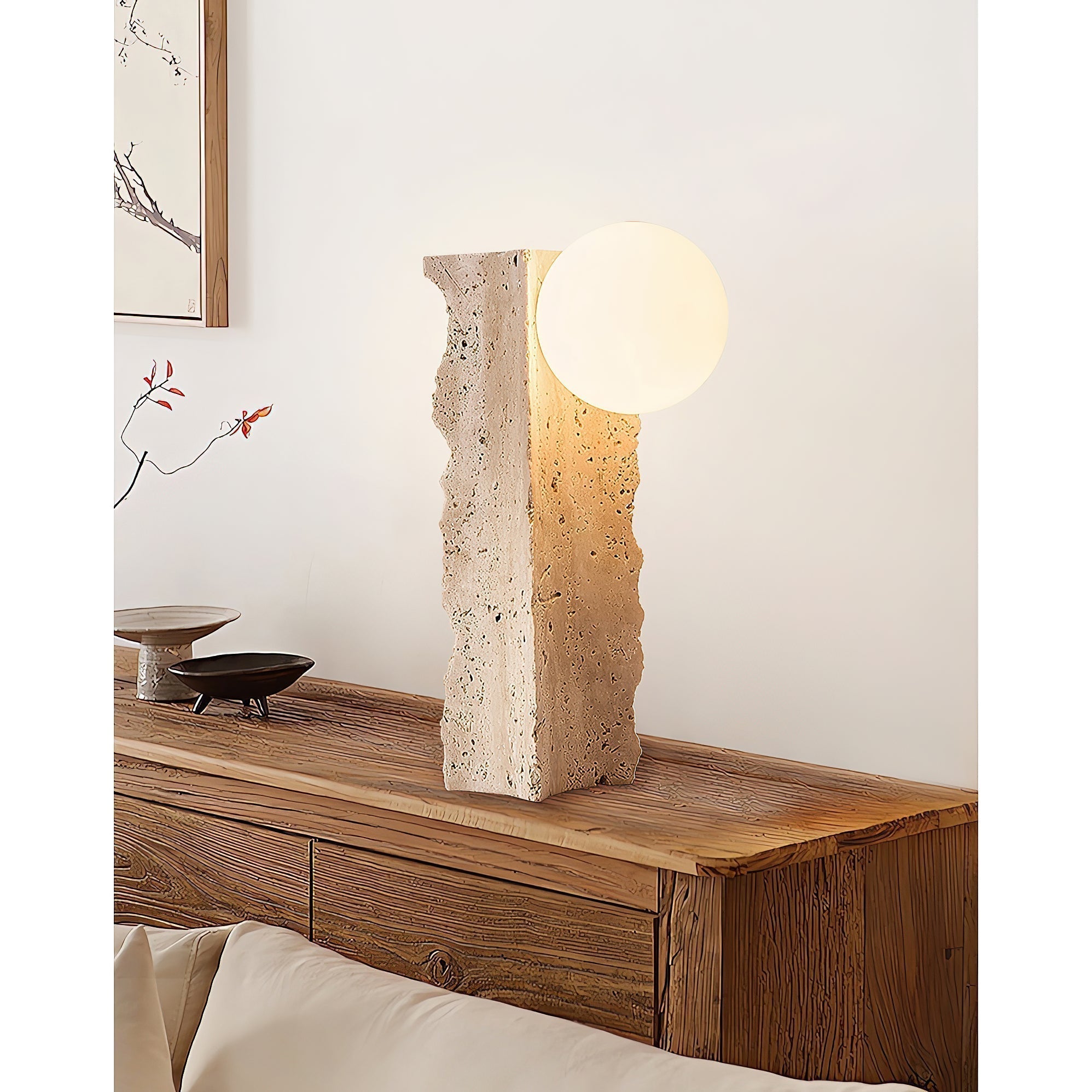 Conduit Travertine Table Lamp - Lamp Copper
