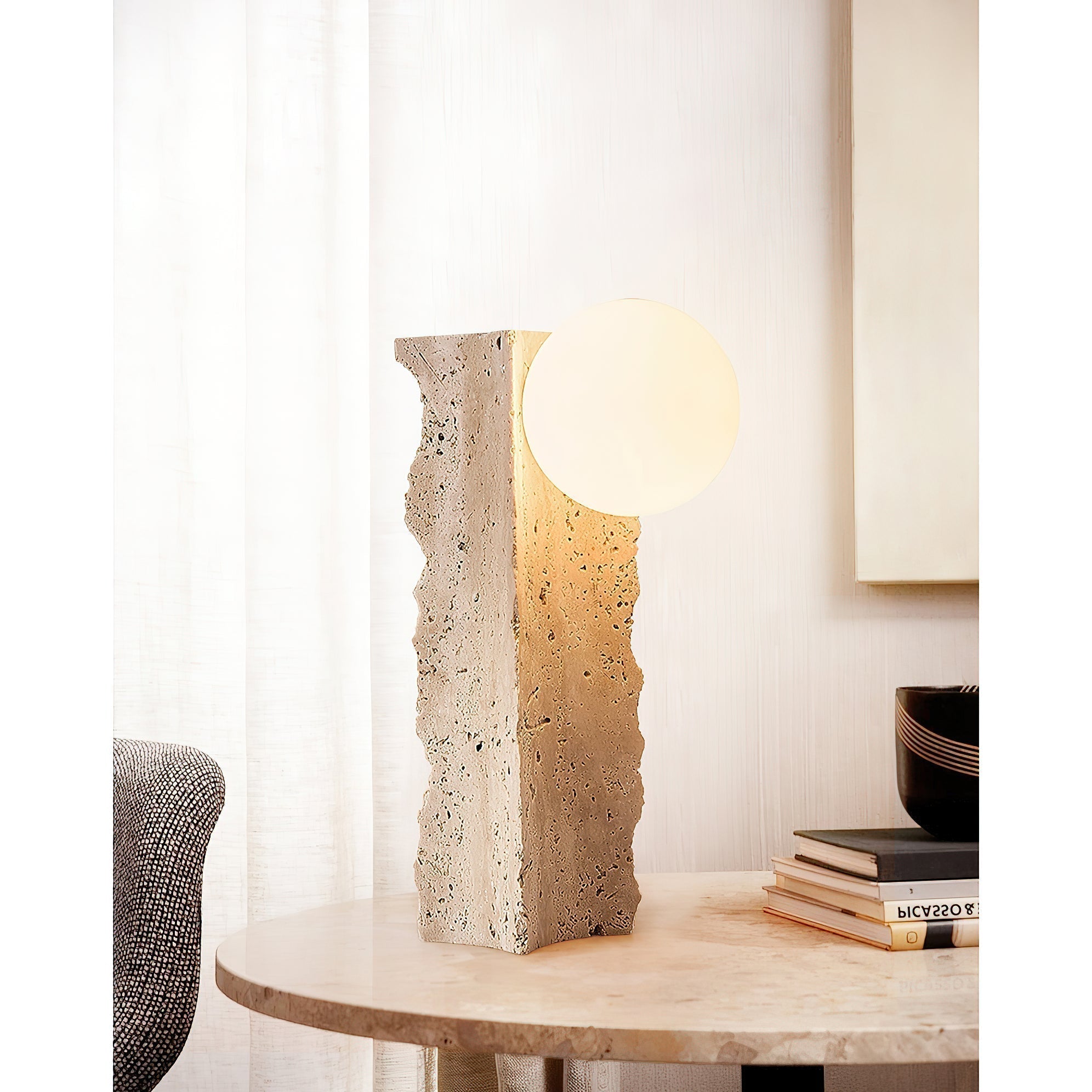 Conduit Travertine Table Lamp - Lamp Copper