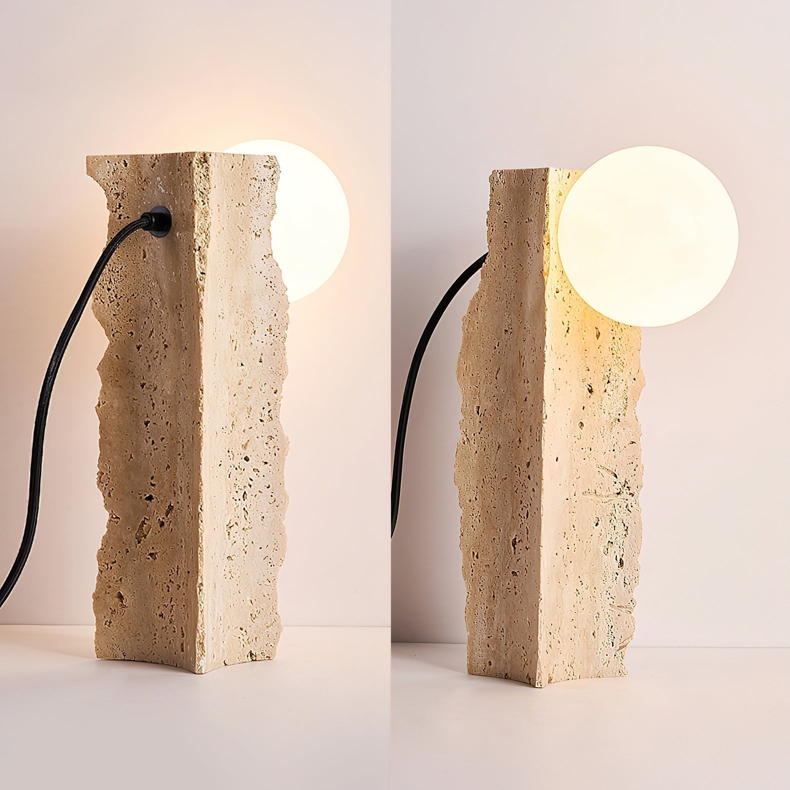 Conduit Travertine Table Lamp - Lamp Copper