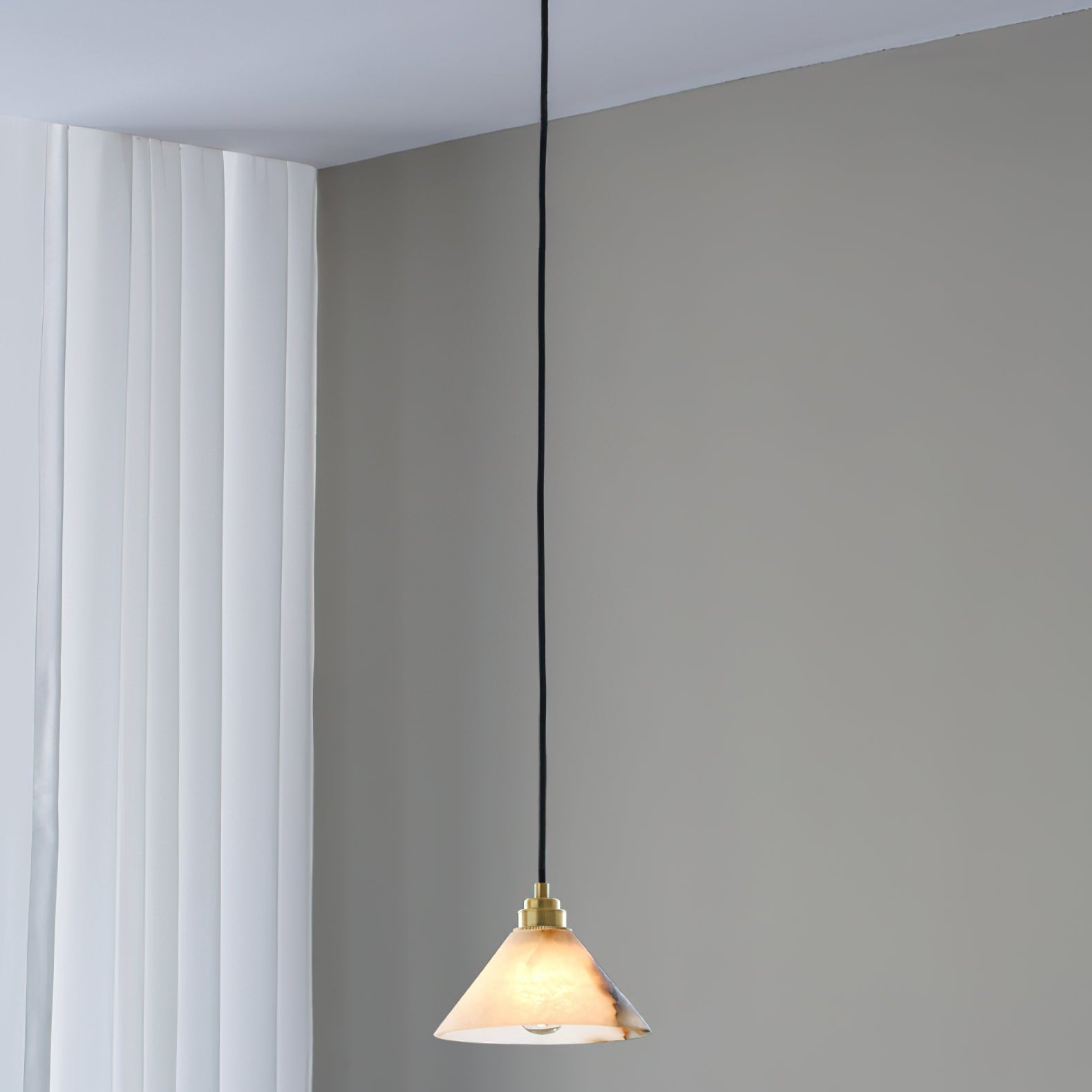 Xen Modern Minimalist Brass Alabaster Pendant Lamp - Lamp Copper