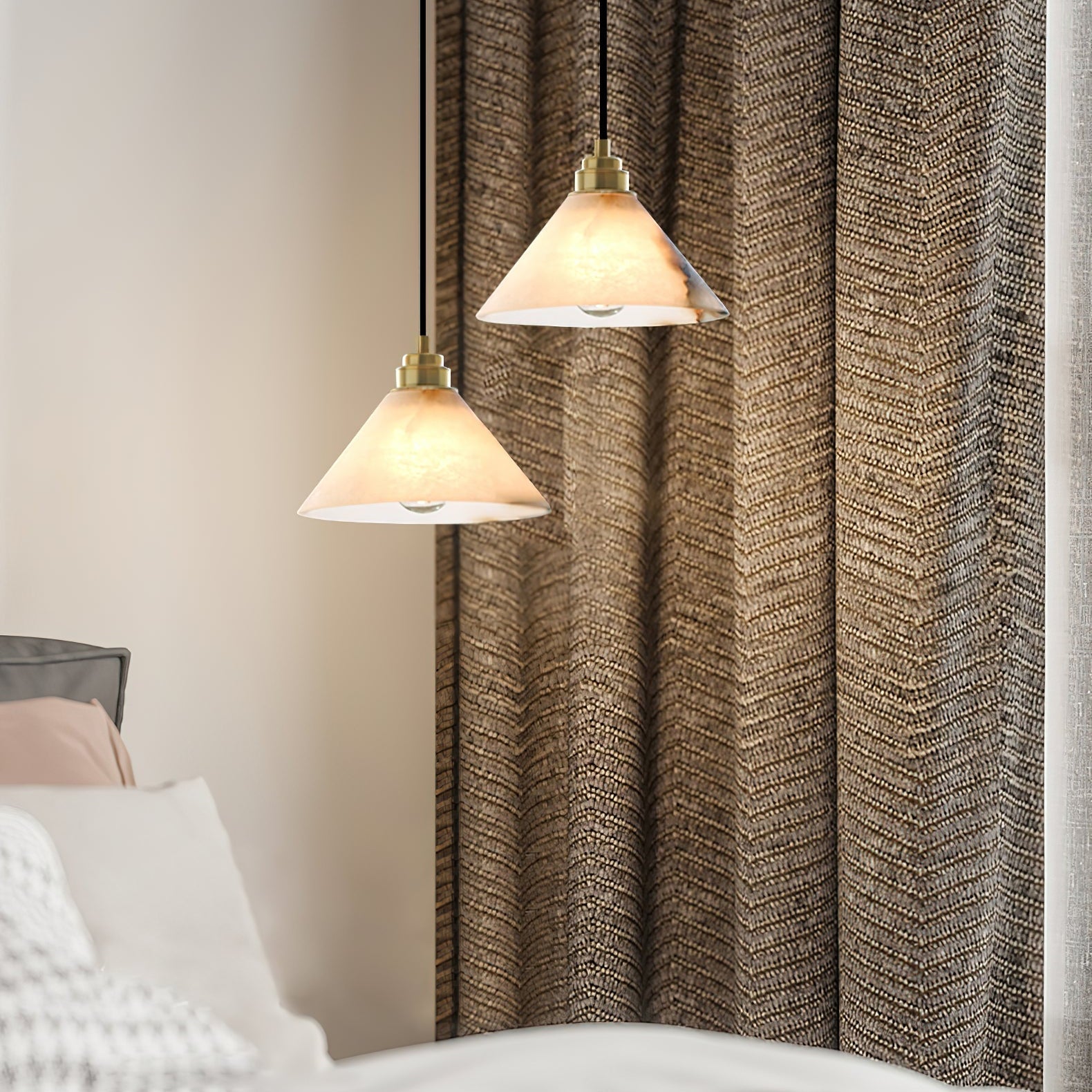 Xen Modern Minimalist Brass Alabaster Pendant Lamp - Lamp Copper