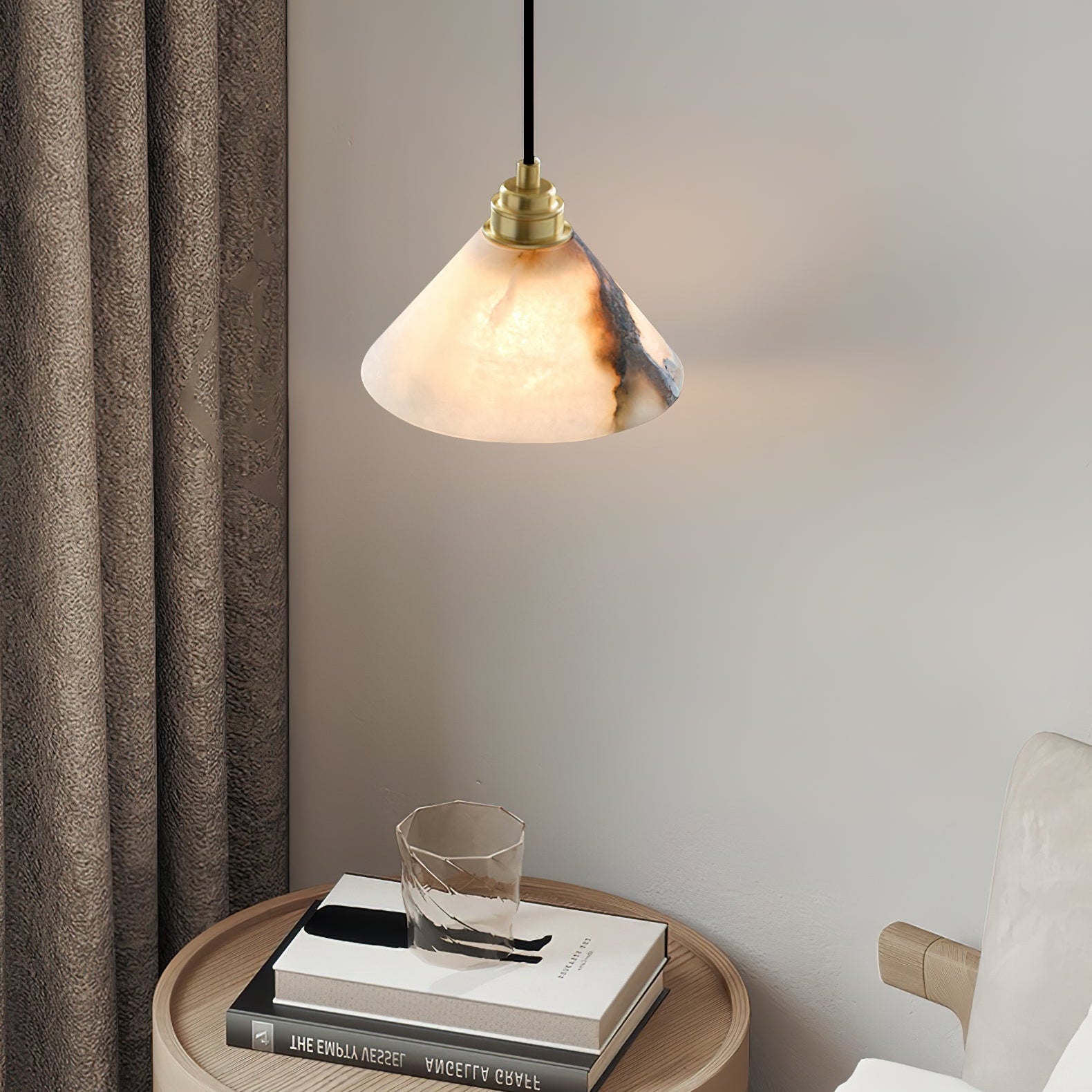 Xen Modern Minimalist Brass Alabaster Pendant Lamp - Lamp Copper