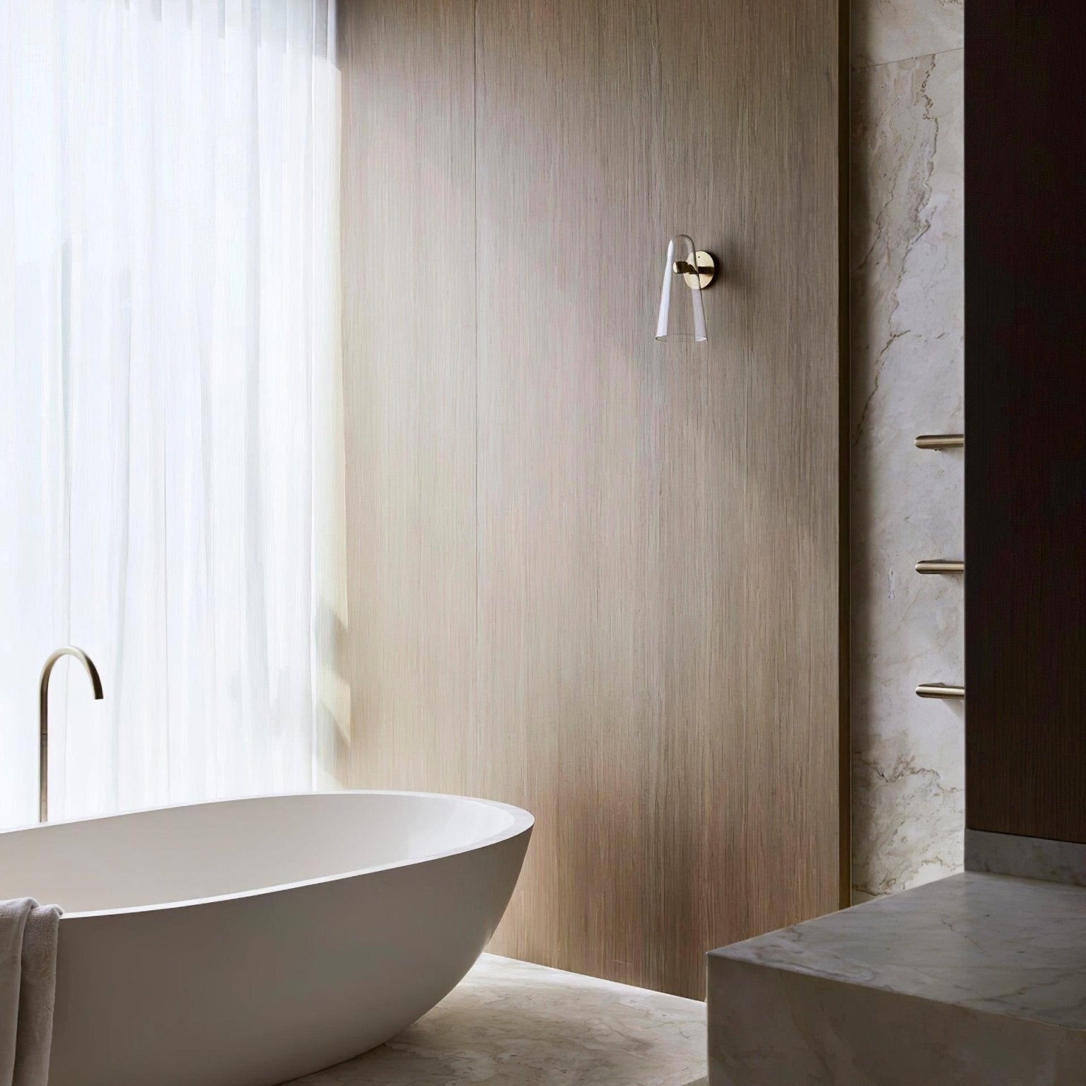 Yoke Modern Minimalist Metal Glass Wall Lamp - Lamp Copper