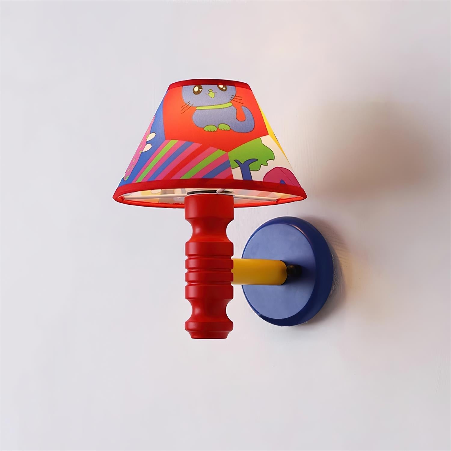 Wall Lamp with Cartoon Fabric Shade and Metal Arm Kids Room - Letslighting