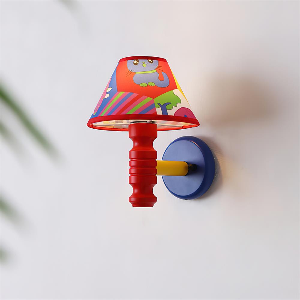Wall Lamp with Cartoon Fabric Shade and Metal Arm Kids Room - Letslighting