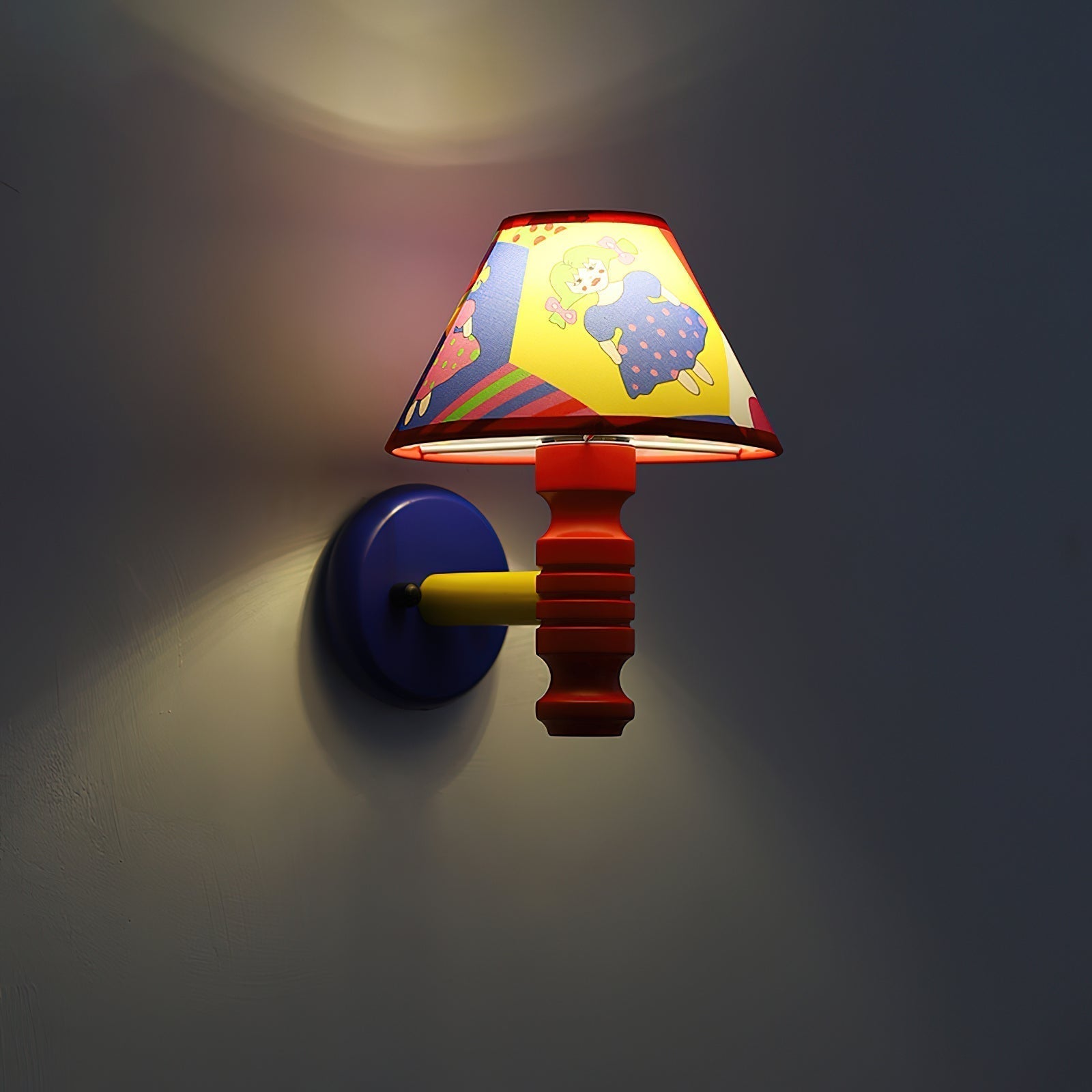 Wall Lamp with Cartoon Fabric Shade and Metal Arm Kids Room - Letslighting