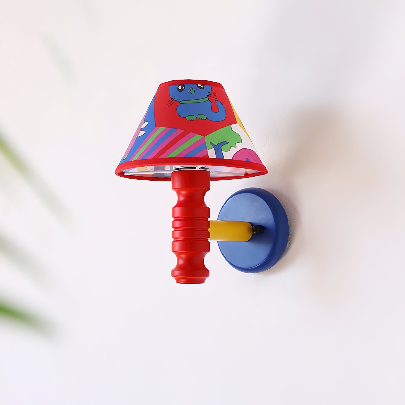 Wall Lamp with Cartoon Fabric Shade and Metal Arm Kids Room - Letslighting