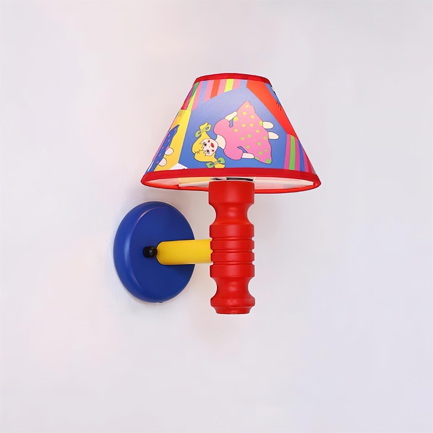 Wall Lamp with Cartoon Fabric Shade and Metal Arm Kids Room - Letslighting
