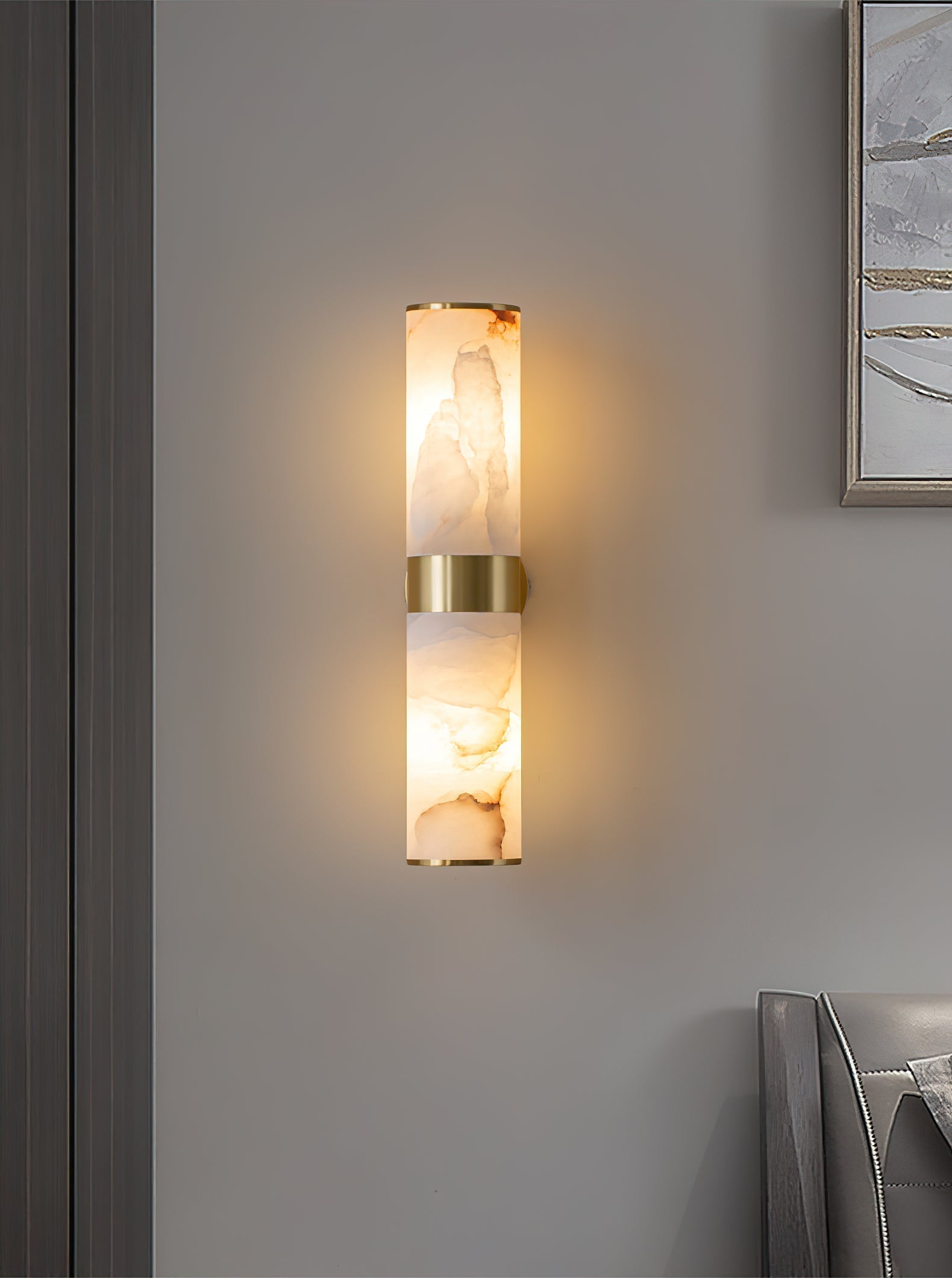 Sway Modern Minimalist Vanity Alabaster Sconce Wall Lamp - Lamp Copper