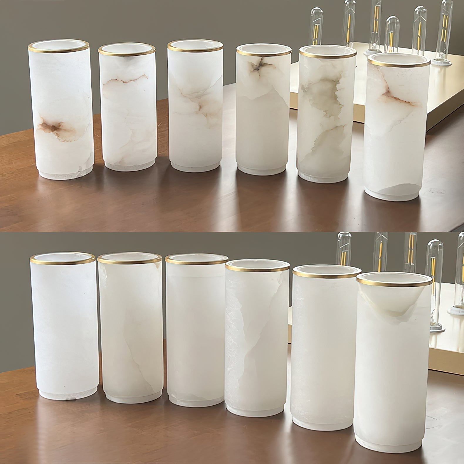 Sway Modern Minimalist Vanity Alabaster Sconce Wall Lamp - Lamp Copper