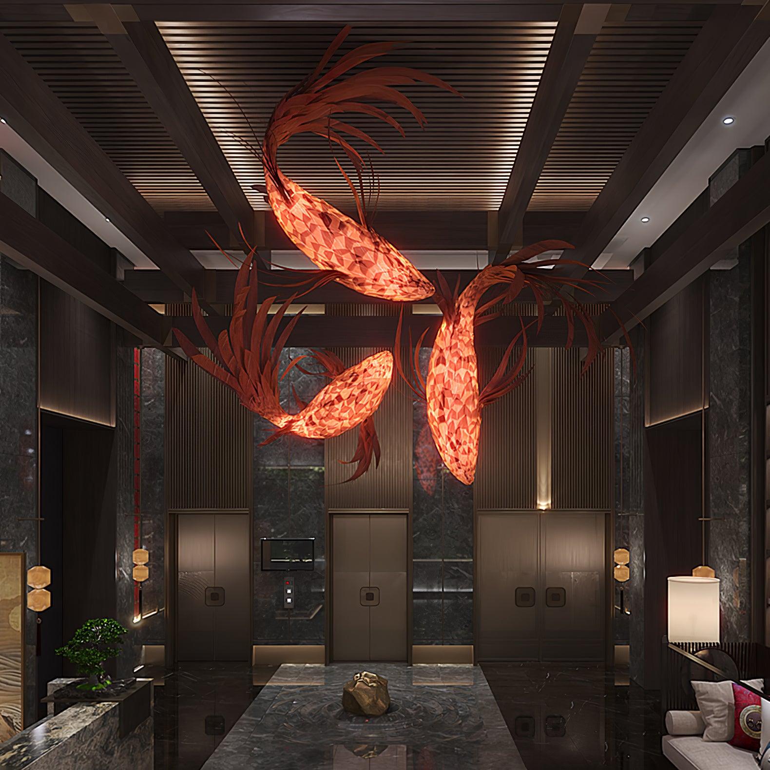 Vamararae Crimson Swirl Koi Pendant Light - Blowlighting