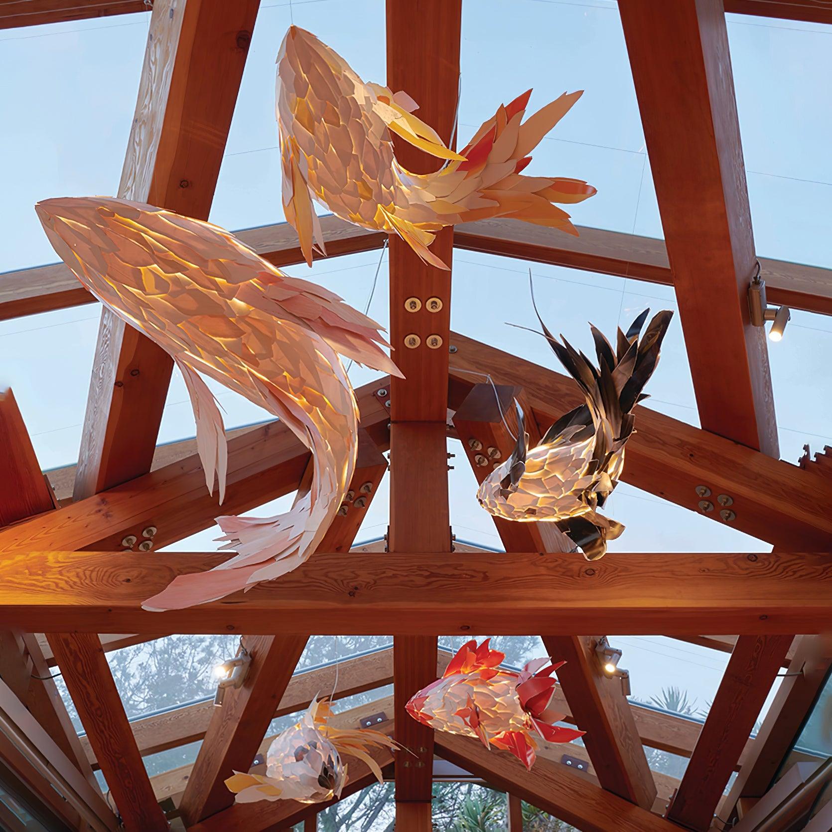 Vamararae Crimson Swirl Koi Pendant Light - Blowlighting