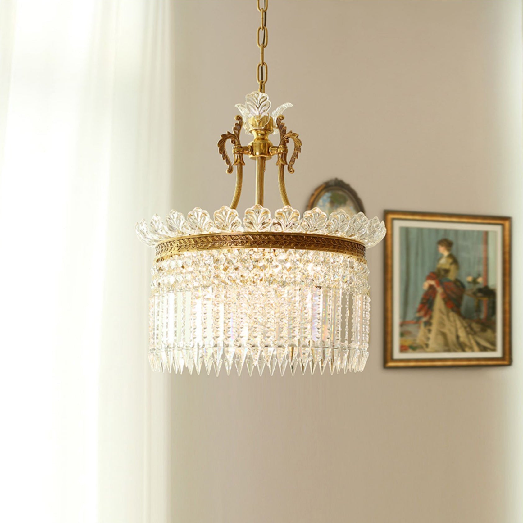 Kristy Lampadario in Ottone e Cristallo