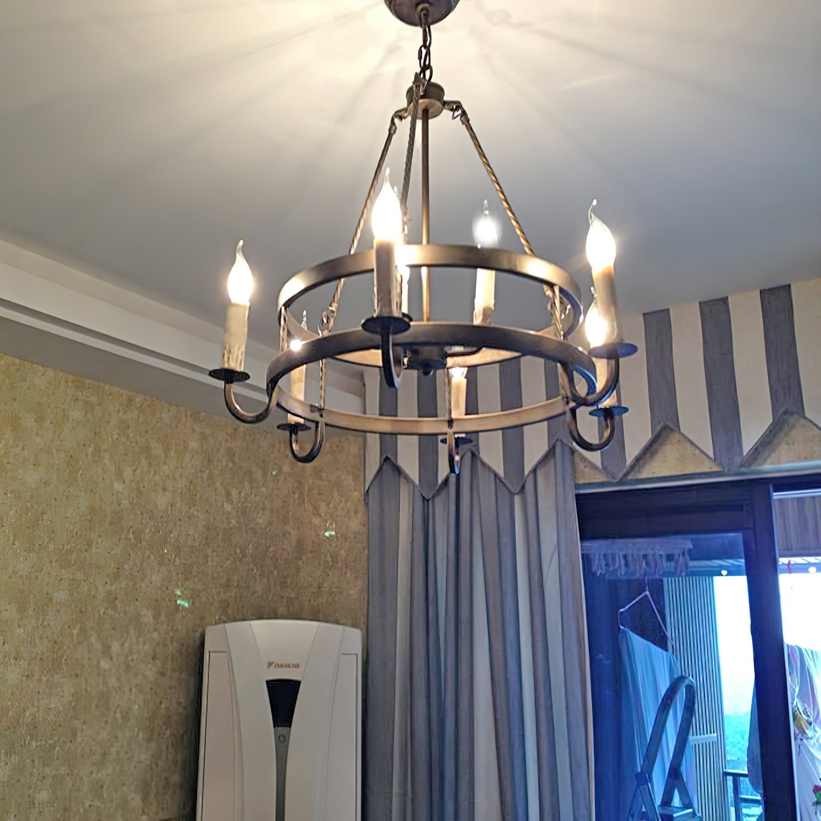 Woven Classic Wagon Wheel Plastic Chandelier - Lamp Copper