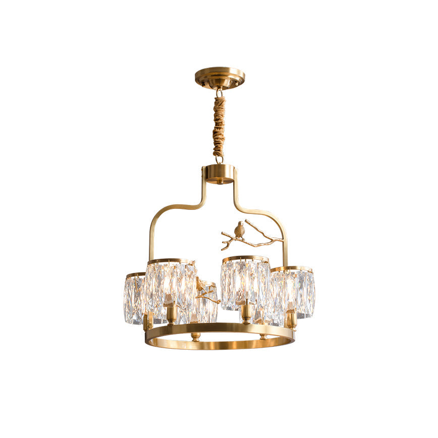 Zephyr Individual Creativity Bird Brass Crystal Chandelier - Lamp Copper