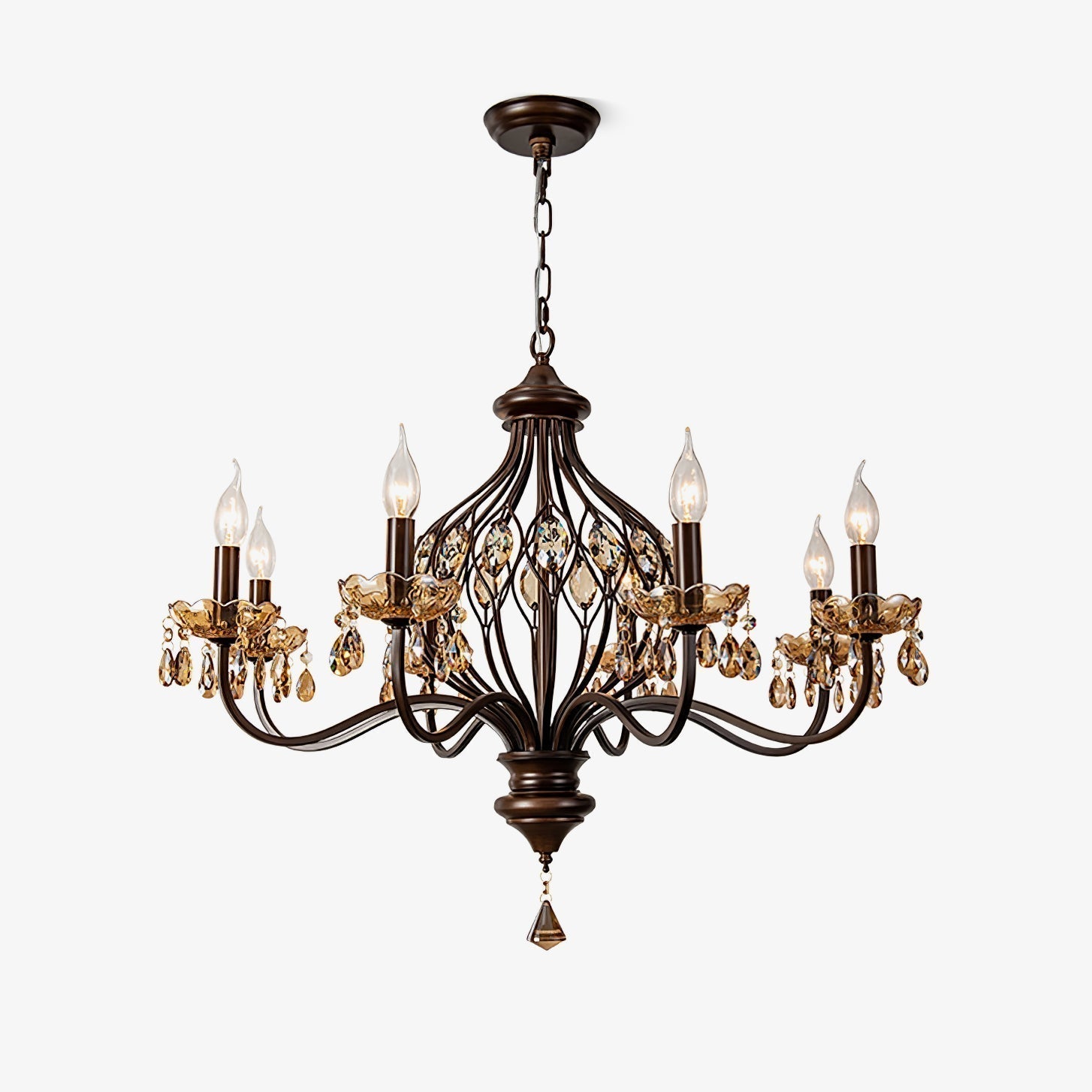 Enorel Vintage Bronze Crystal Chandelier - Blowlighting