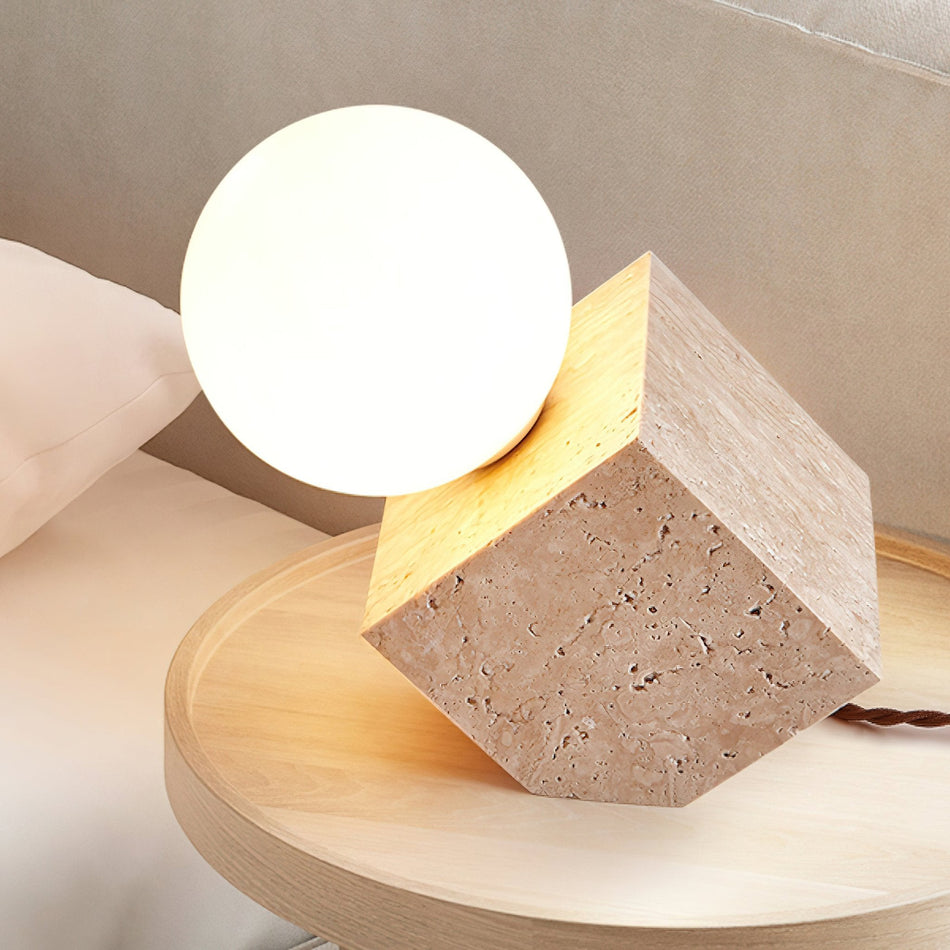 Cube Stone Table Lamp - Lamp Copper