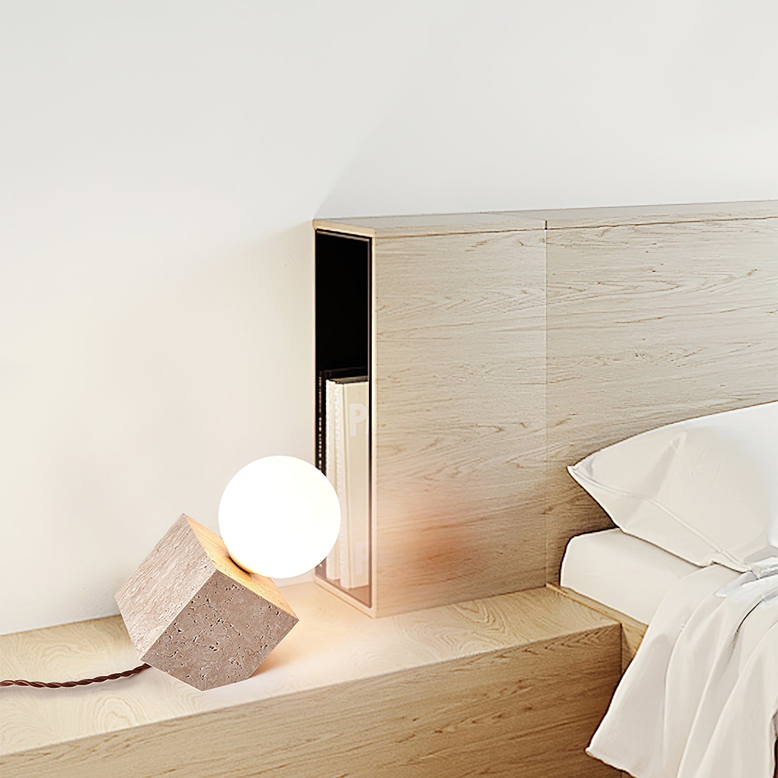 Cube Stone Table Lamp - Lamp Copper