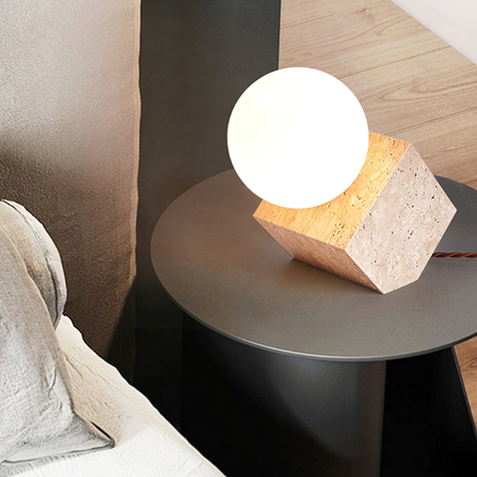 Cube Stone Table Lamp - Lamp Copper