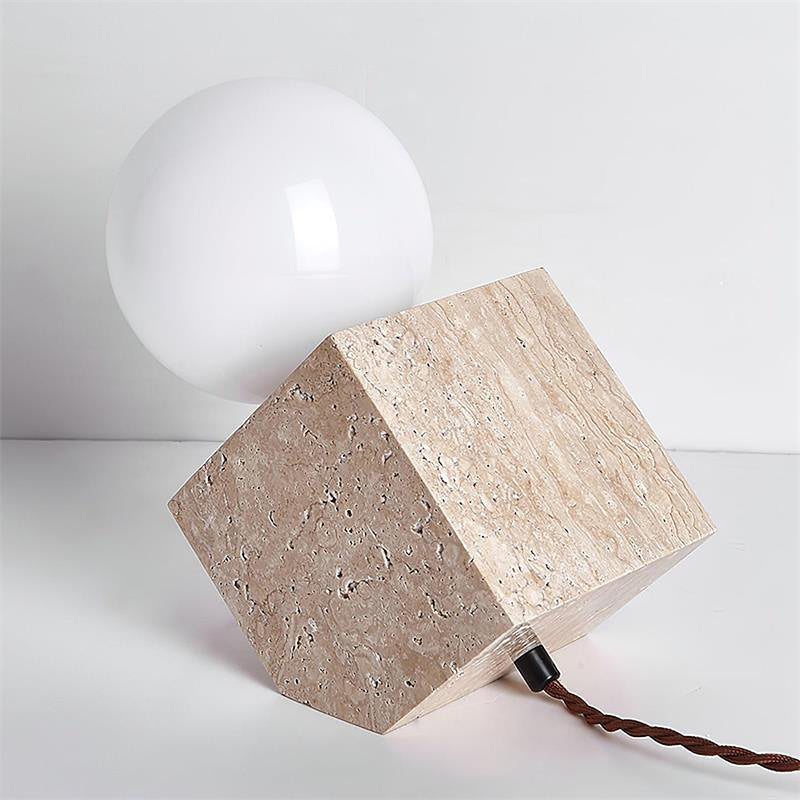 Cube Stone Table Lamp - Lamp Copper