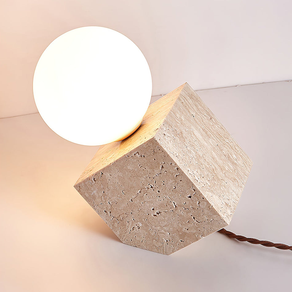 Cube Stone Table Lamp - Lamp Copper