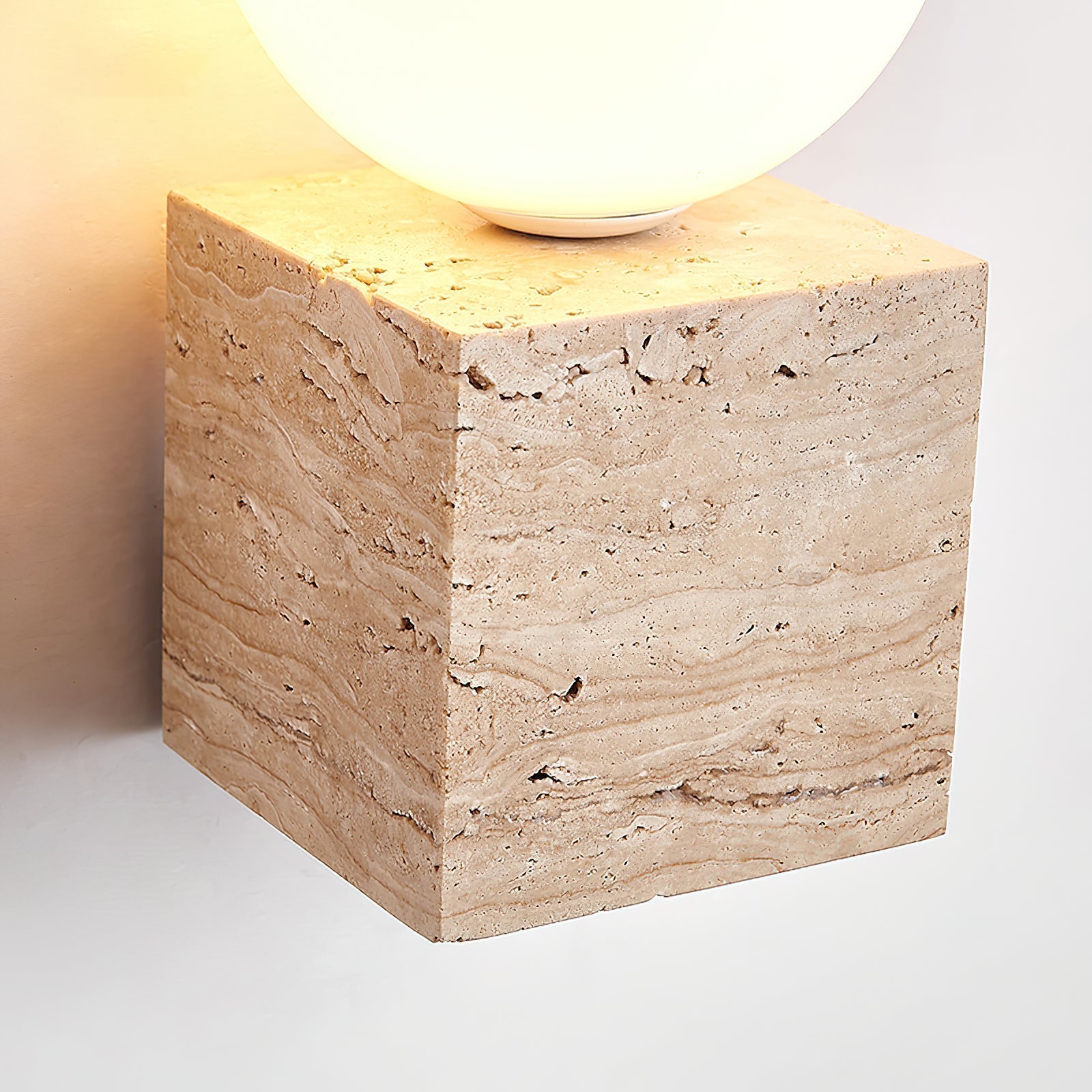 Eurlaean Cube-Base Travertine Wall Light - Neutralighting