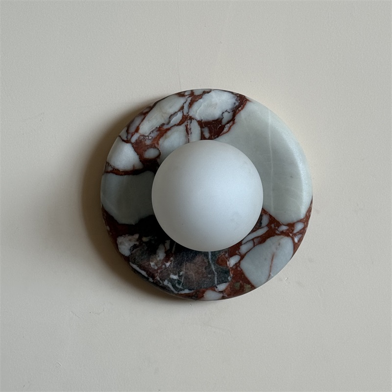 Vomire Premium Nordic Art Red Marble Sconce Wall Lamp - Lamp Copper