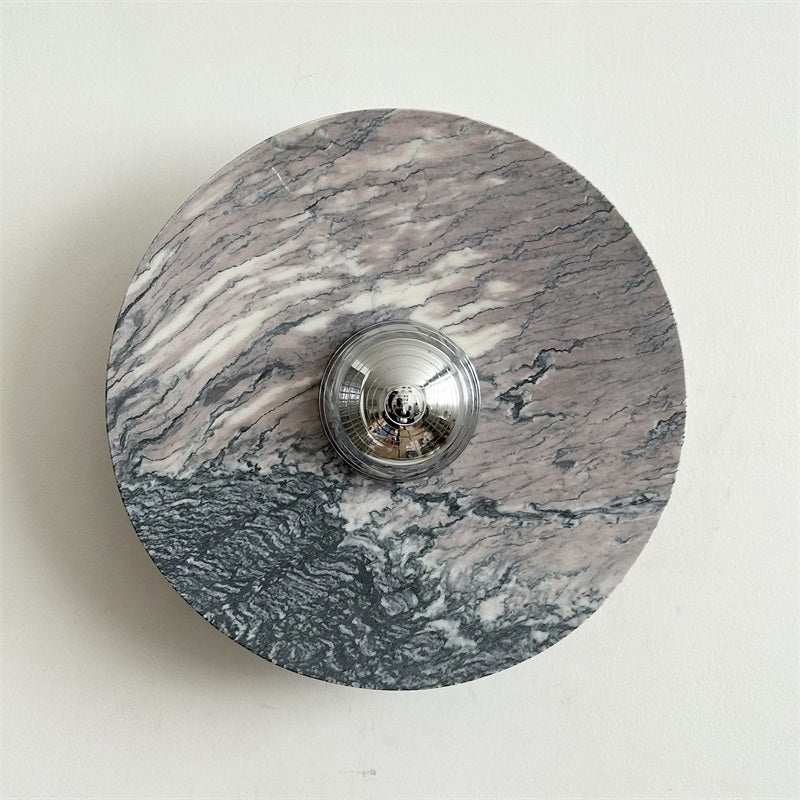 Zeno Modern Minimalist Round Chrome Marble Metal Wall Sconce - Lamp Copper