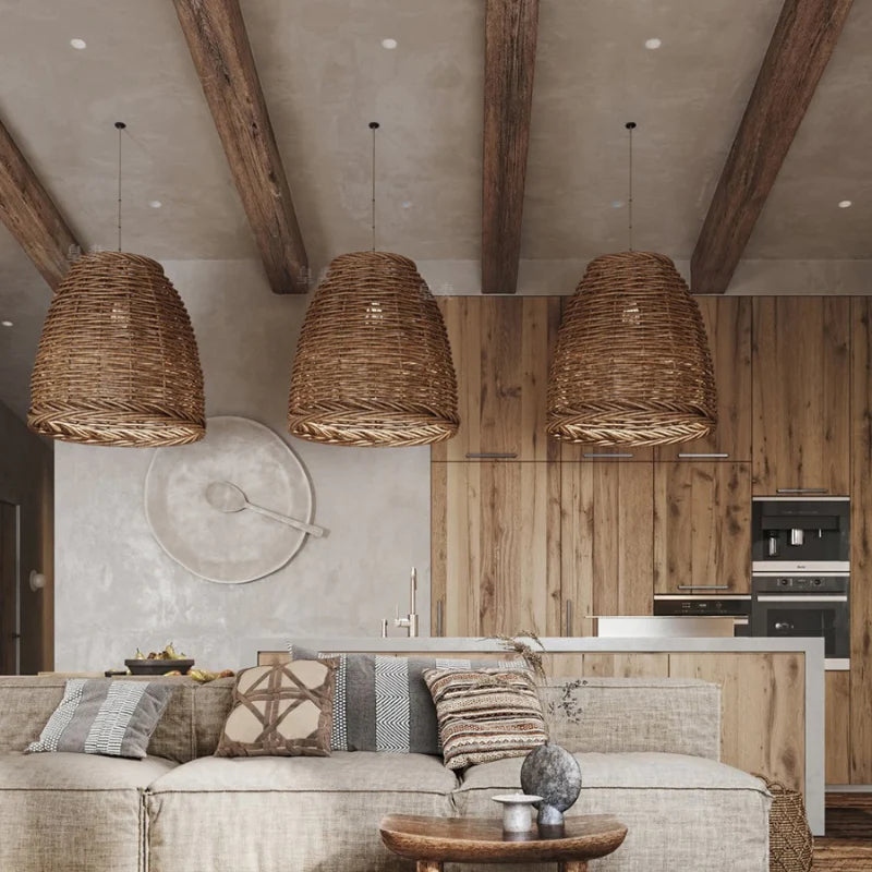 Ritta Vintage Rustica Lampadari LED Rattan Soggiorno/Camera da Letto