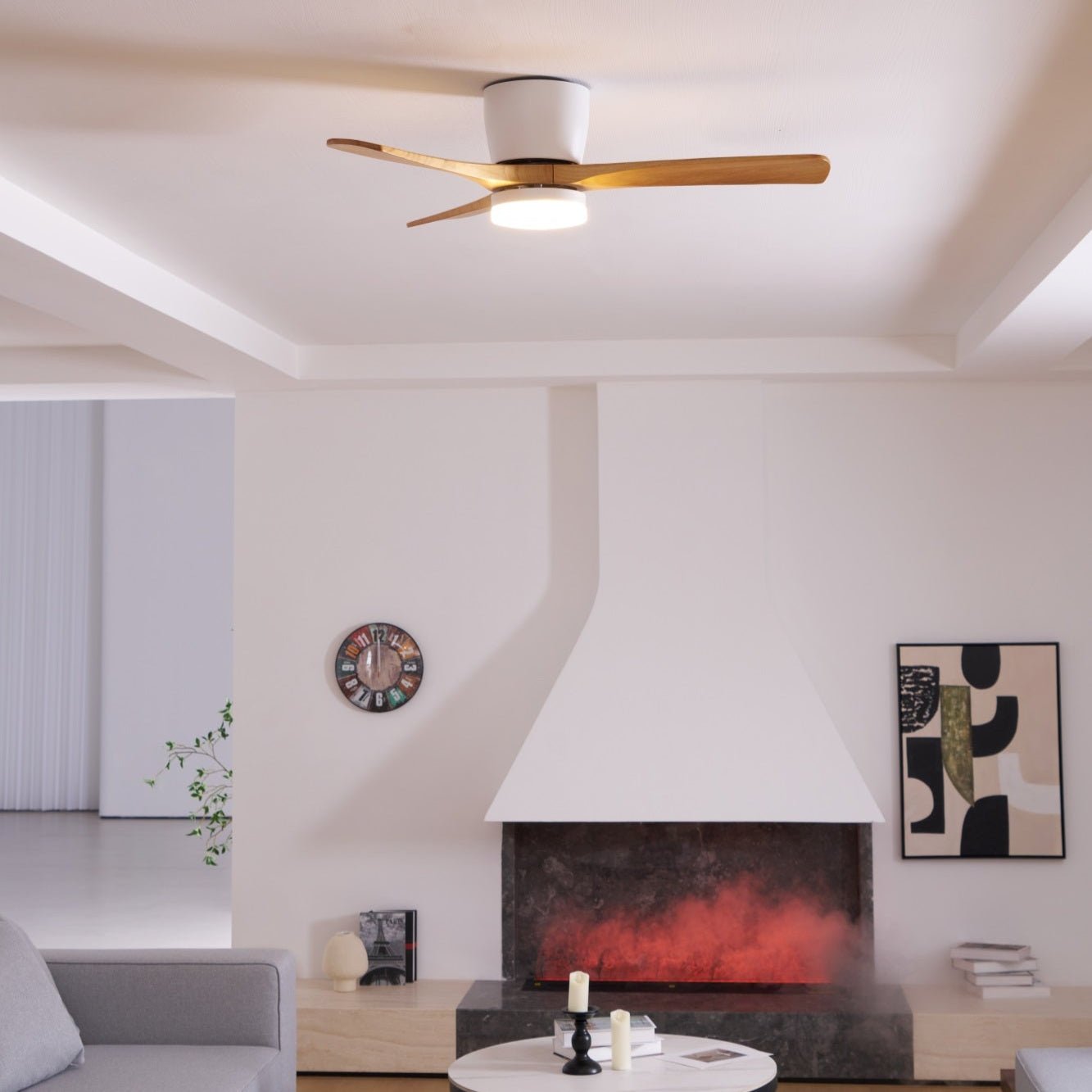 Ventilatore da soffitto moderno in legno Elena, un mix di funzionalità e stile