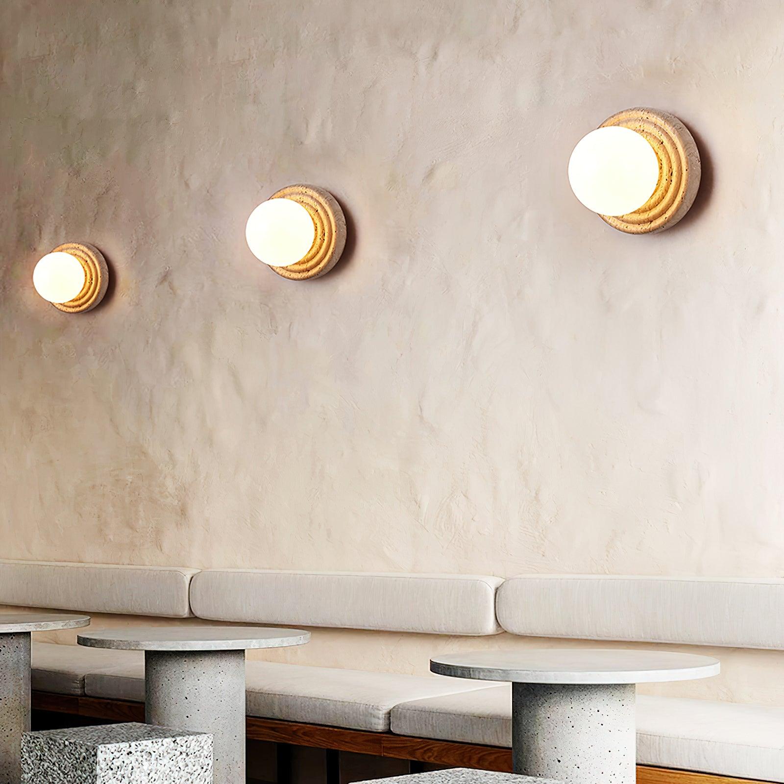 Dahlia Round Wall Lamp Travertine - Letslighting