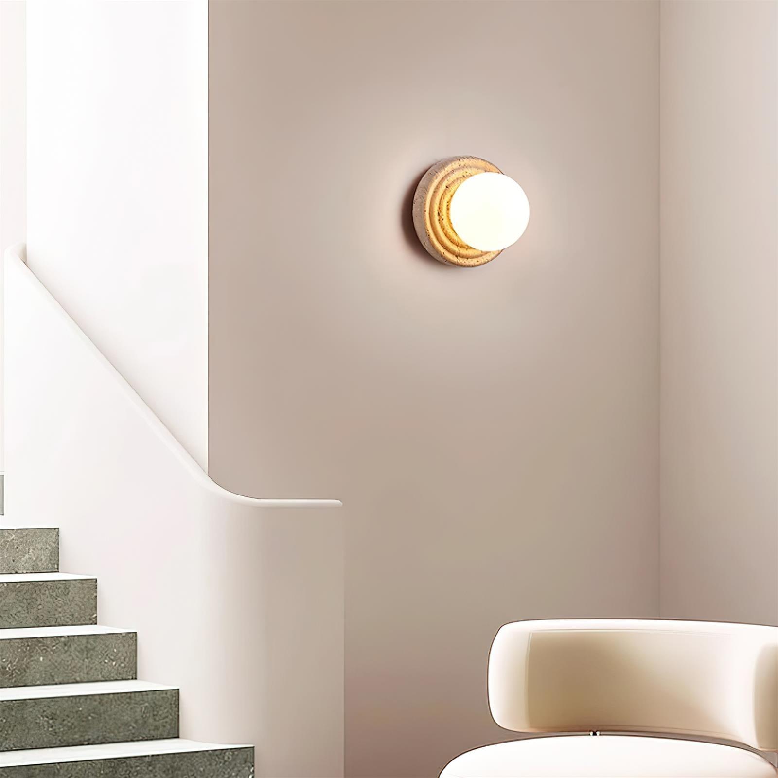 Dahlia Round Wall Lamp Travertine - Letslighting