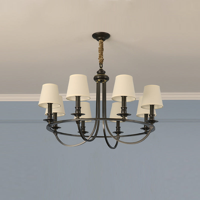Plume Vintage Elegance Brass Fabric Chandelier - Lamp Copper