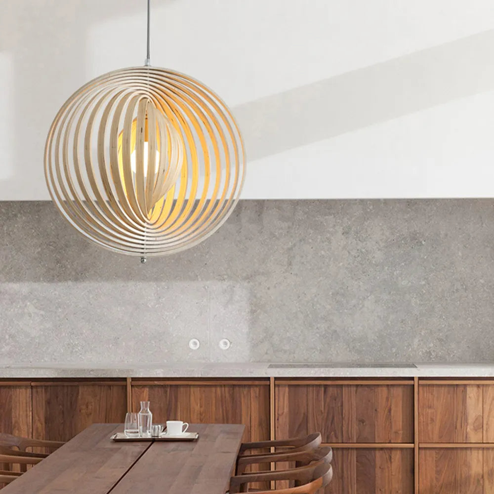 Ritta Giapponese LED Legno Lampade a Sospensione Nero/Oro Bar