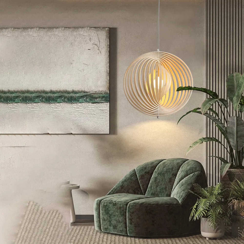 Ritta Giapponese LED Legno Lampade a Sospensione Nero/Oro Bar