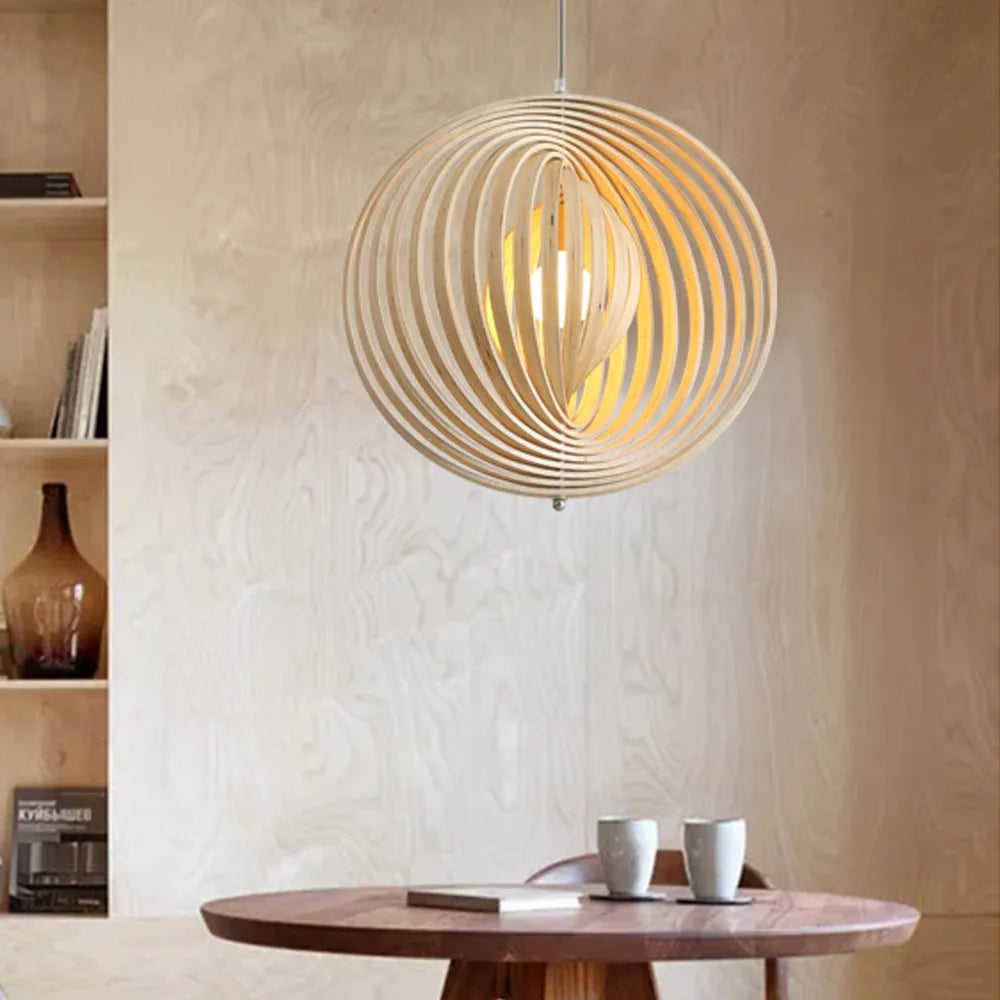 Ritta Giapponese LED Legno Lampade a Sospensione Nero/Oro Bar