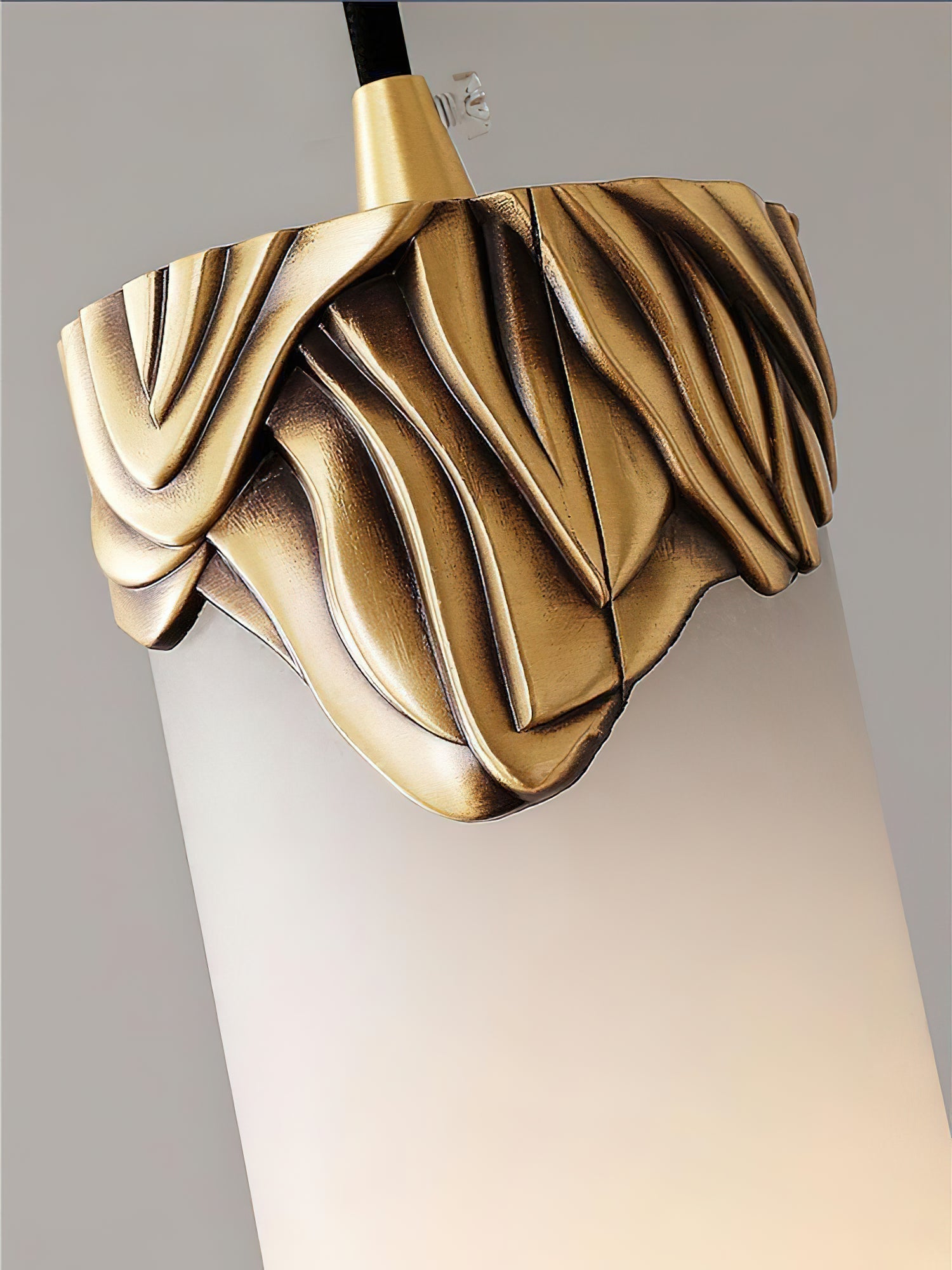 Quiver Modern Minimalist Brass Alabaster Pendant Light - Lamp Copper