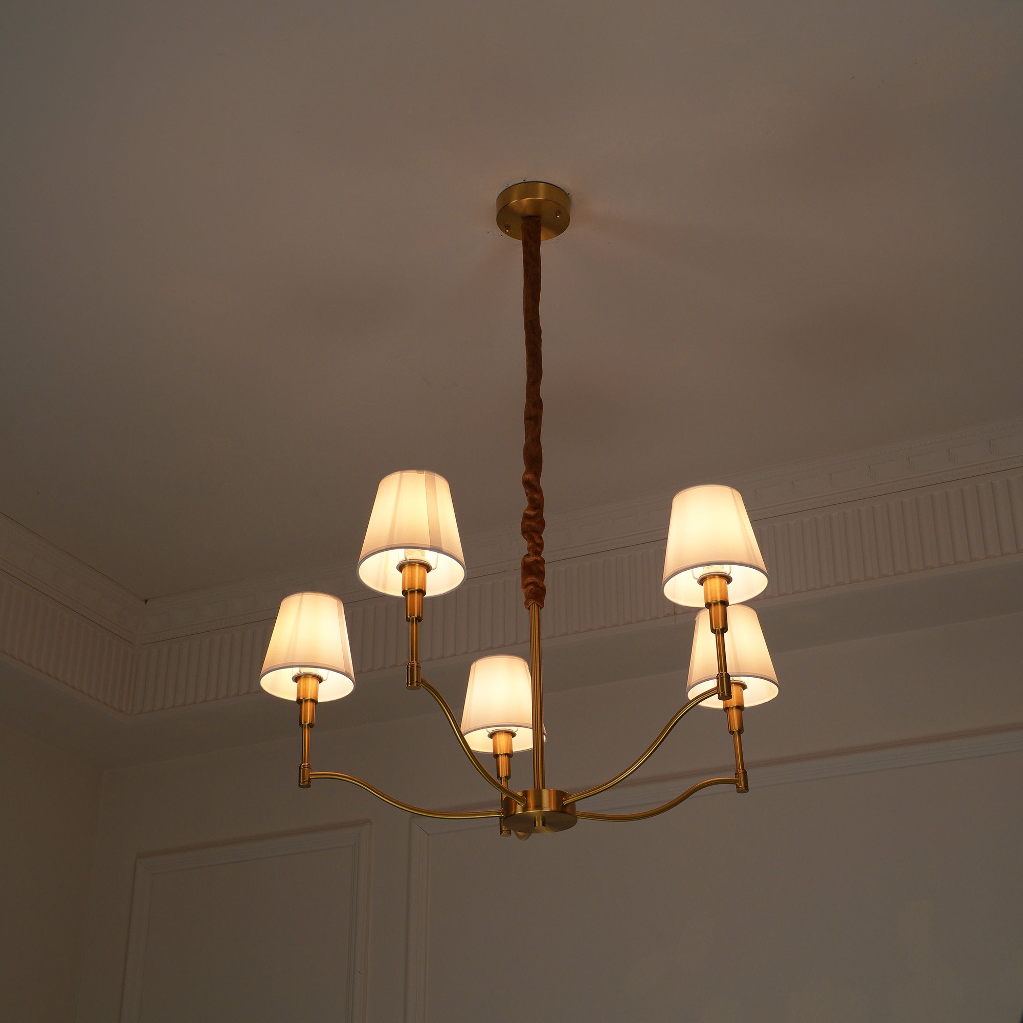 Unfold Vintage Traditional Brass Fabric Metal Chandelier - Lamp Copper