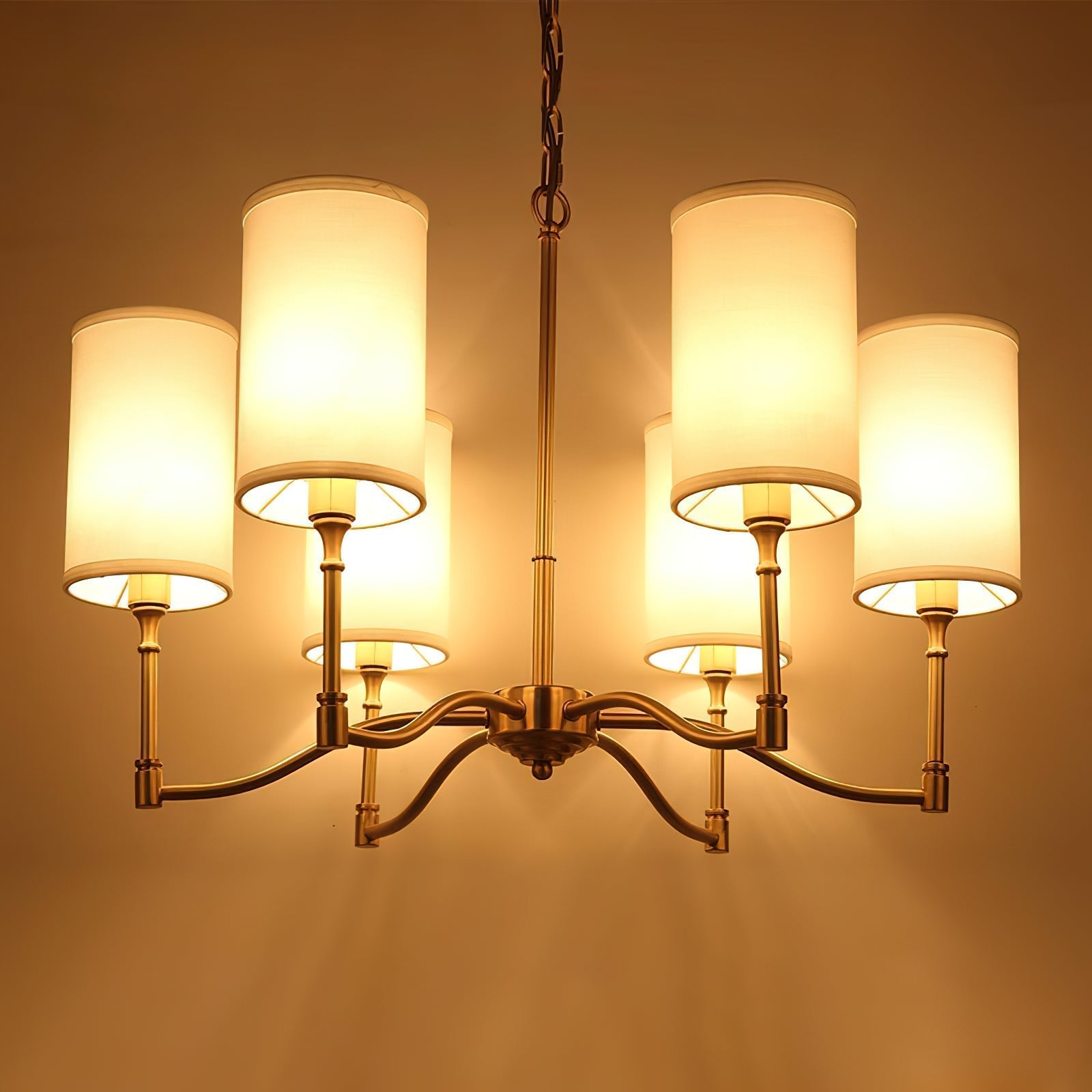 Unfold Vintage Traditional Brass Fabric Metal Chandelier - Lamp Copper