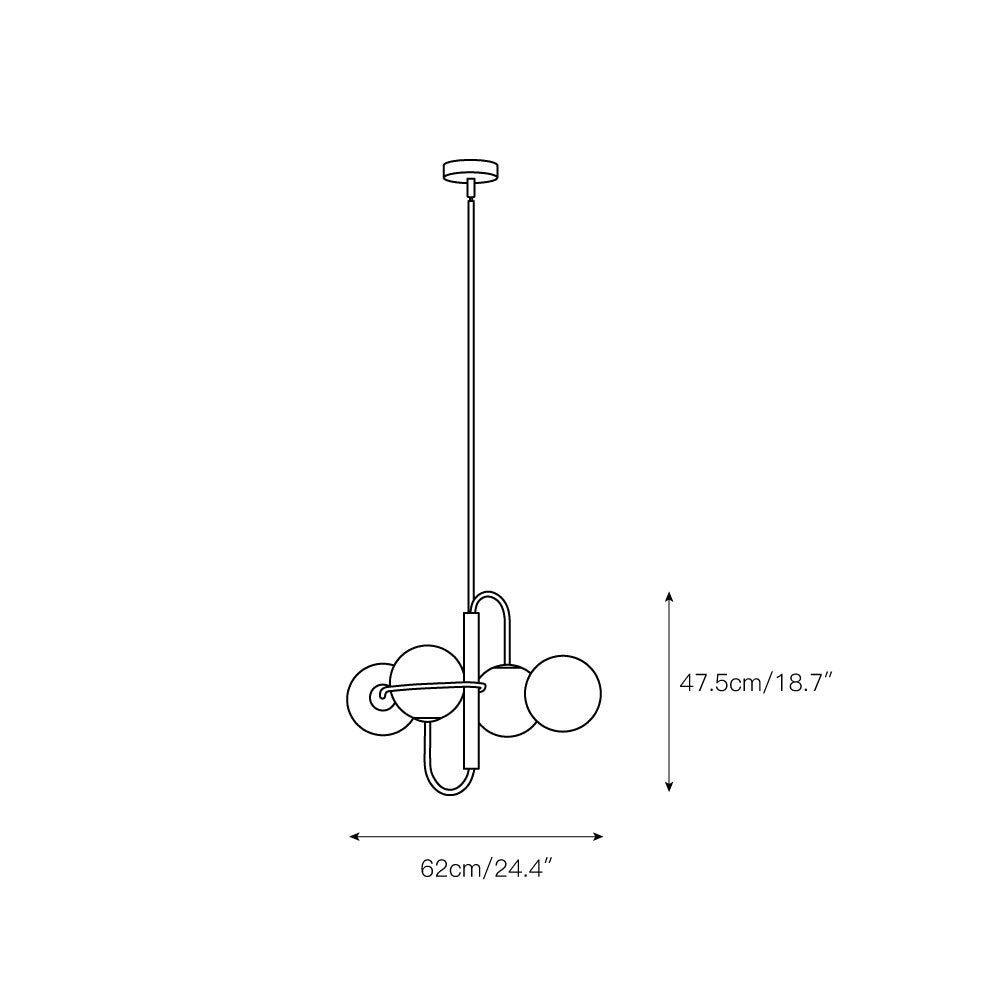 Dawn Modern Minimalist Brass Glass Chandelier - Lamp Copper