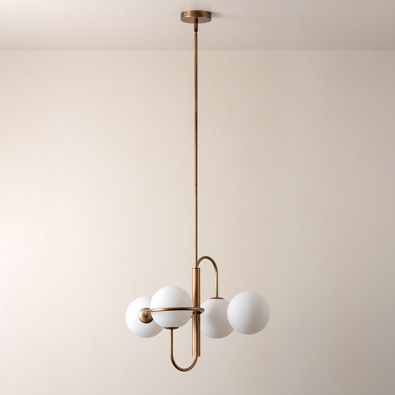 Dawn Modern Minimalist Brass Glass Chandelier - Lamp Copper
