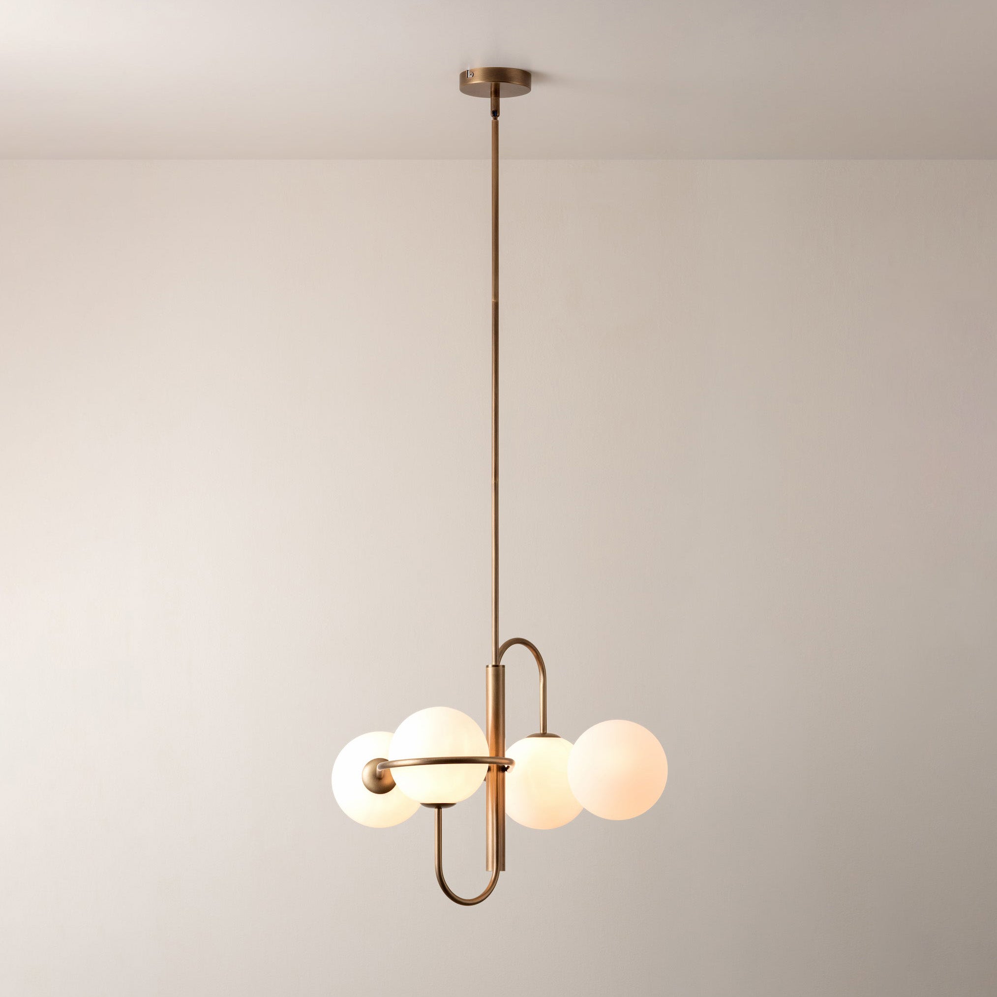 Dawn Modern Minimalist Brass Glass Chandelier - Lamp Copper