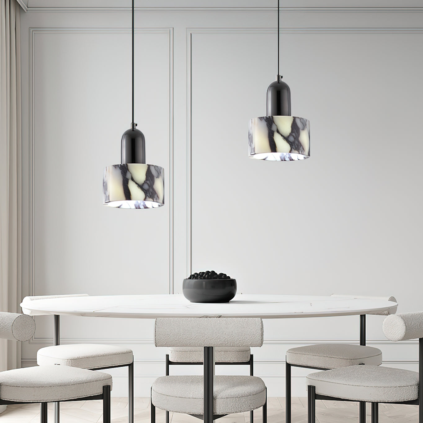 Flair Modern Minimalist Marble Metal Pendant Lamp - Lamp Copper