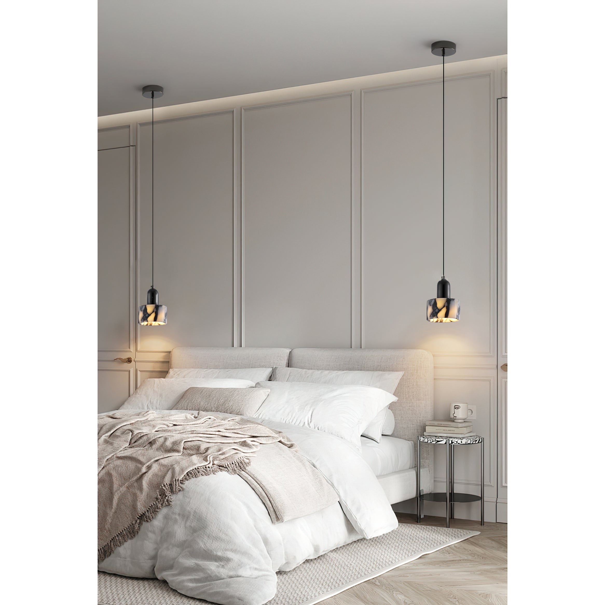 Flair Modern Minimalist Marble Metal Pendant Lamp - Lamp Copper