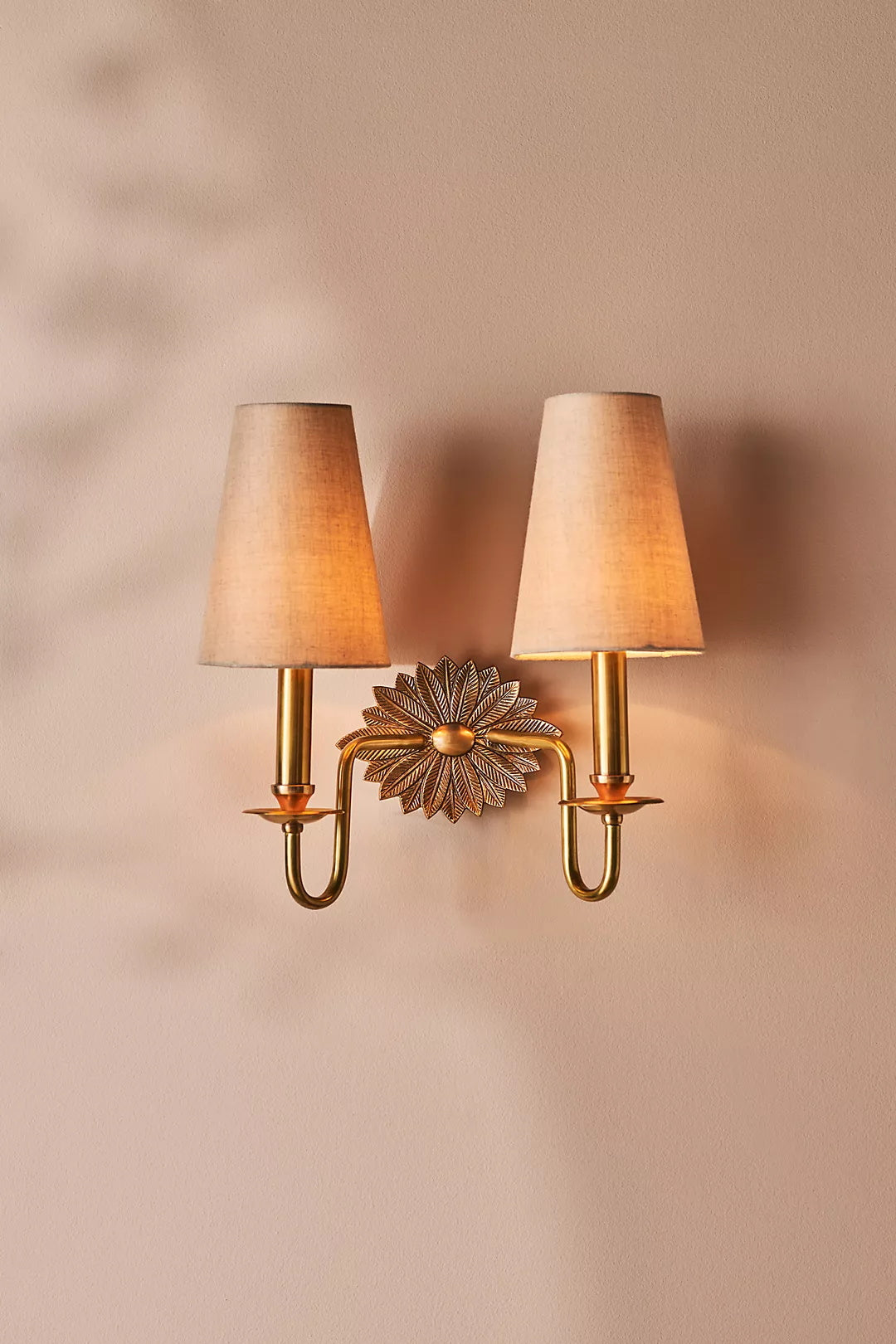 Nimb Premium Elegance Double Brass Fabric Sconce Wall Lamp - Lamp Copper
