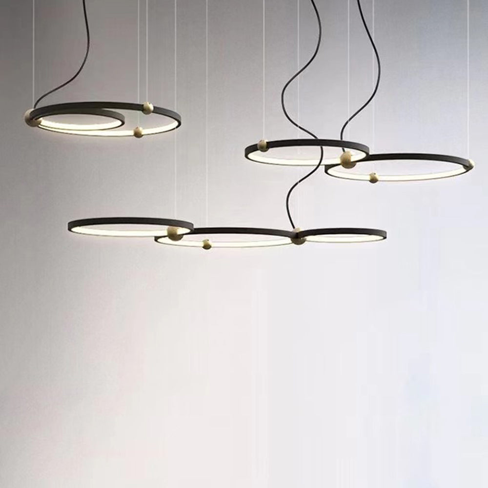 Arisha Minimalista Squillo LED Lampada a Sospensione Metallo Nero Sala da Pranzo/Soggiorno/Camera da Letto