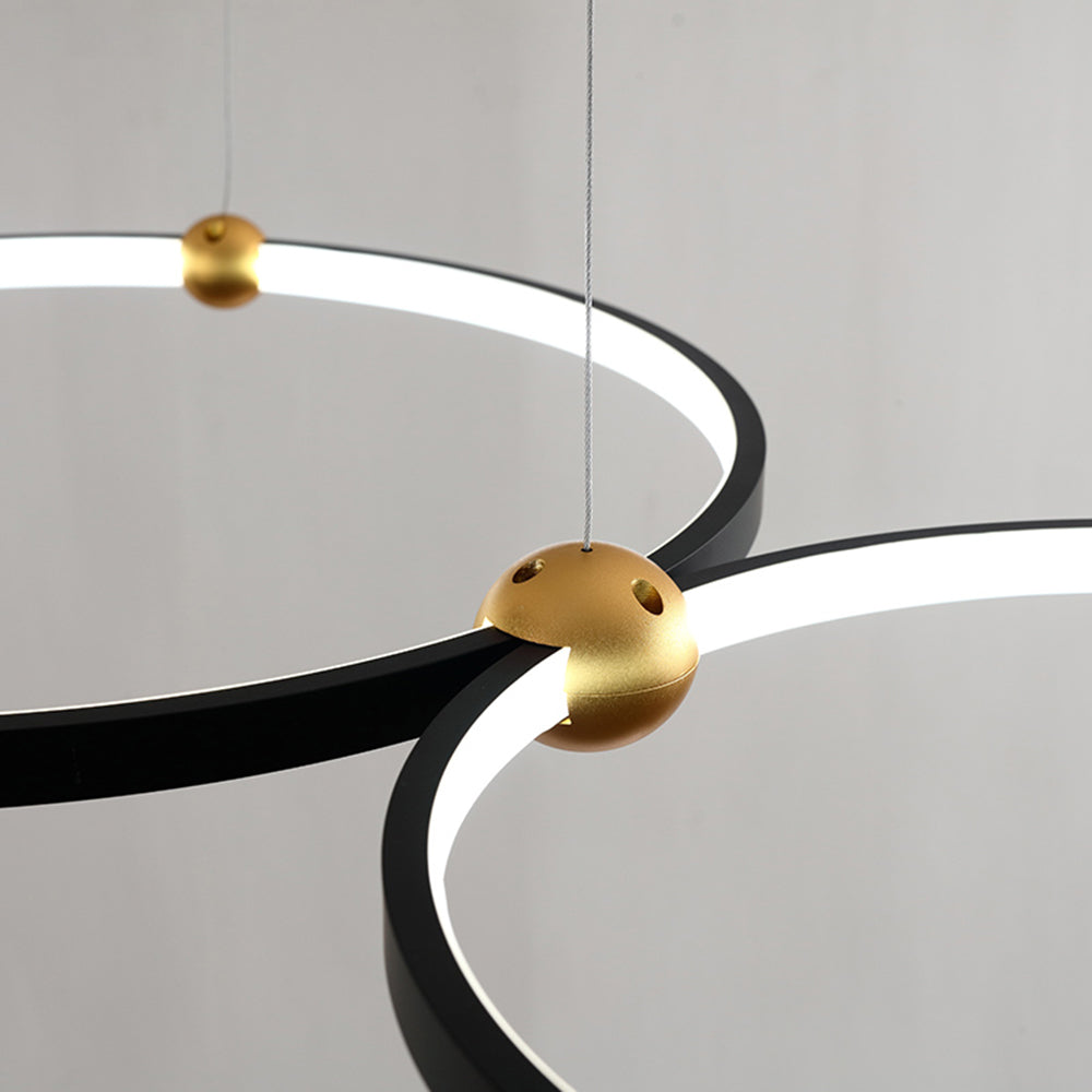 Arisha Minimalista Squillo LED Lampada a Sospensione Metallo Nero Sala da Pranzo/Soggiorno/Camera da Letto