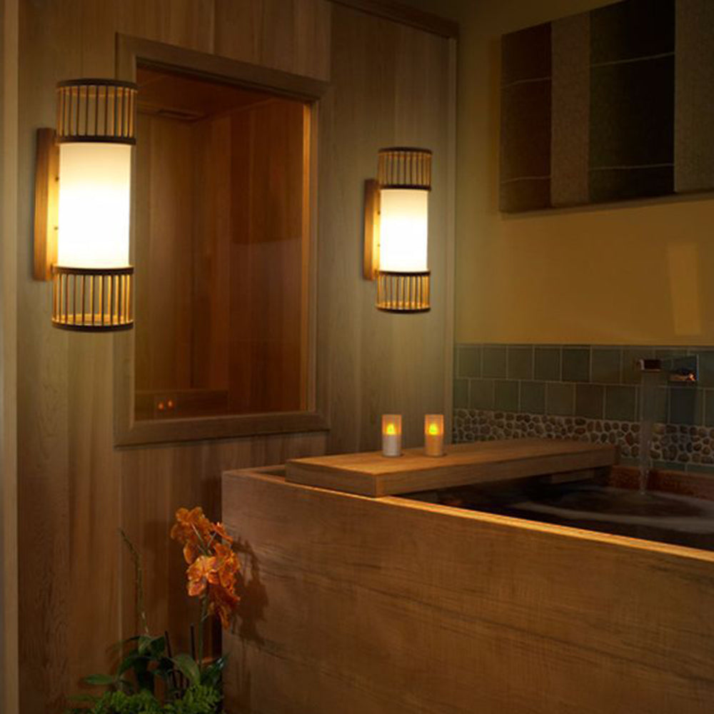 Muto Applique Rustica Cilindrica Rattan a LED Applique da Corridoio