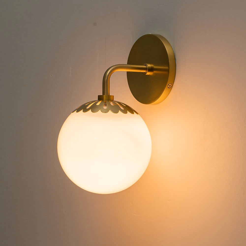 Aegis Modern Minimalist Globe Brass Glass Sconce Wall Lamp - Lamp Copper