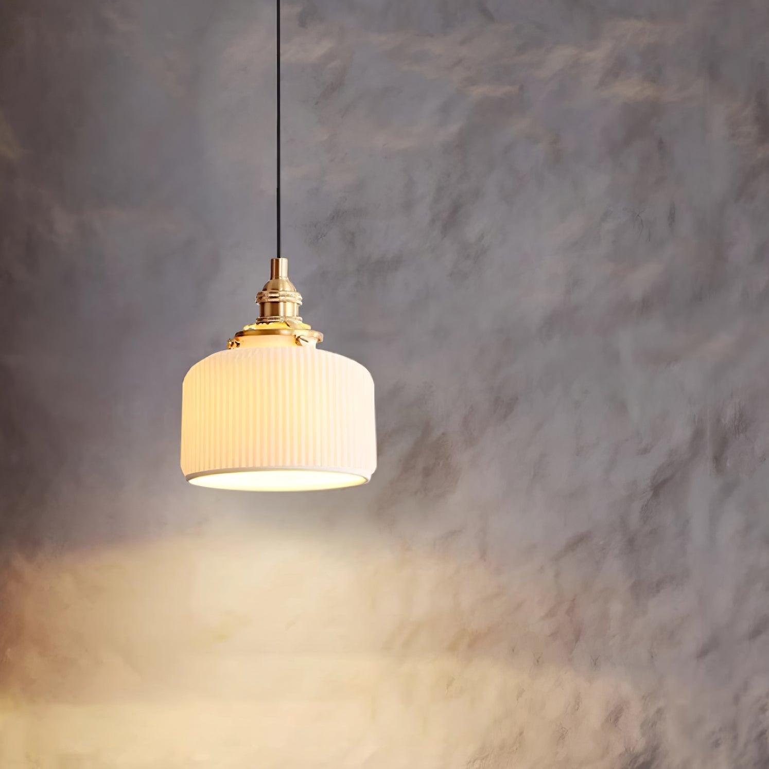 Pendant Lamp Ribbed Ceramic Shade - Letslighting